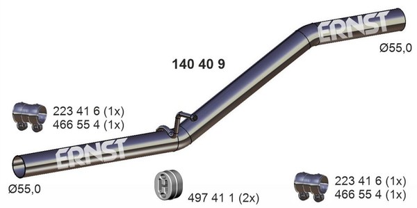 Ernst Abgasrohr 140409 FüR VW Caddy 2KJ 2CJ 2CB 2KB 2CA 2CH 2KA 2KH 3 Alltrack 4-image