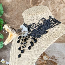 Rattlesnake Head Choker Necklace Gothic Lace Jewelry Taxidermy oddity curiosity