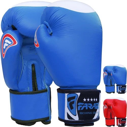 FARABI Real Leather Boxing Gloves Sparring Punchbag Training Gloves 10 to 16 OZ