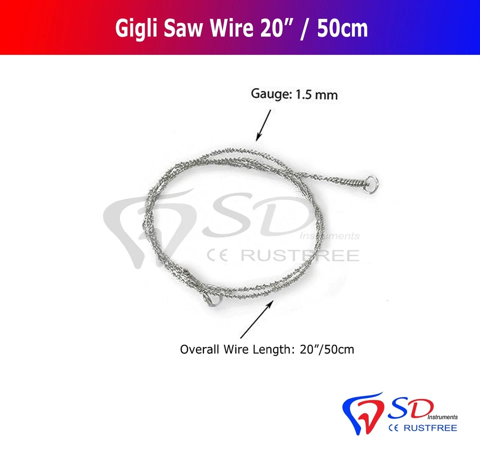 SD INSTRUMENTS Economy Gigli's Wire Saw Bone Cutting Orthopedic Surgery Instruments 20" / 50 CM