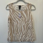 NWT Chico’s Travelers Collection Wheat Mesh Zebra Tank Blouse Womens Size 0 (4)