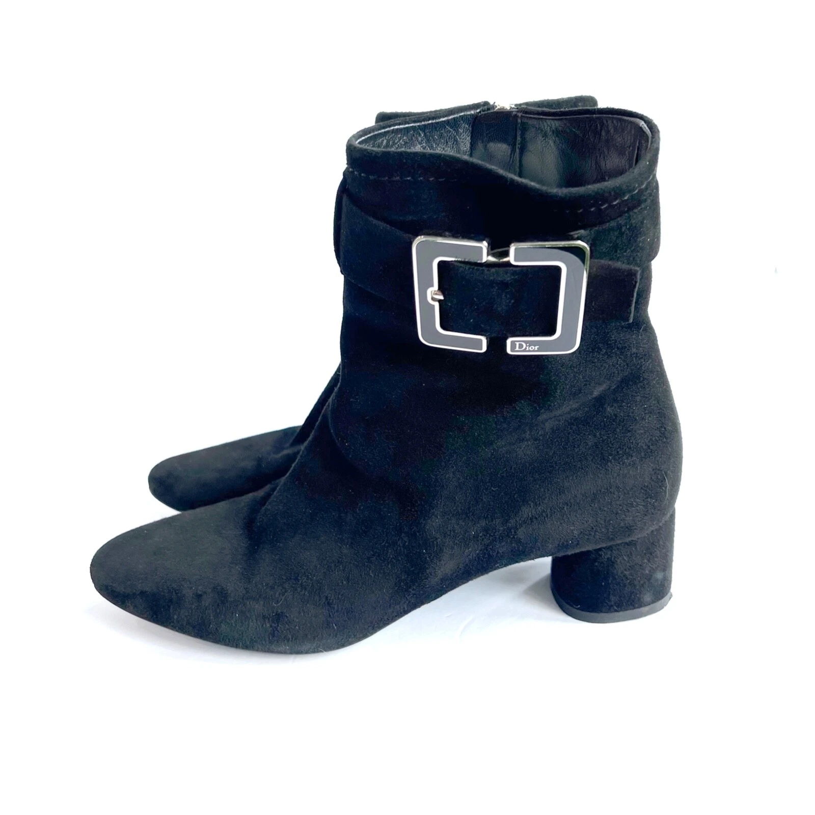 Bottines Dior cuir daim noir détail boucle taille EU38,5 Made in Italy