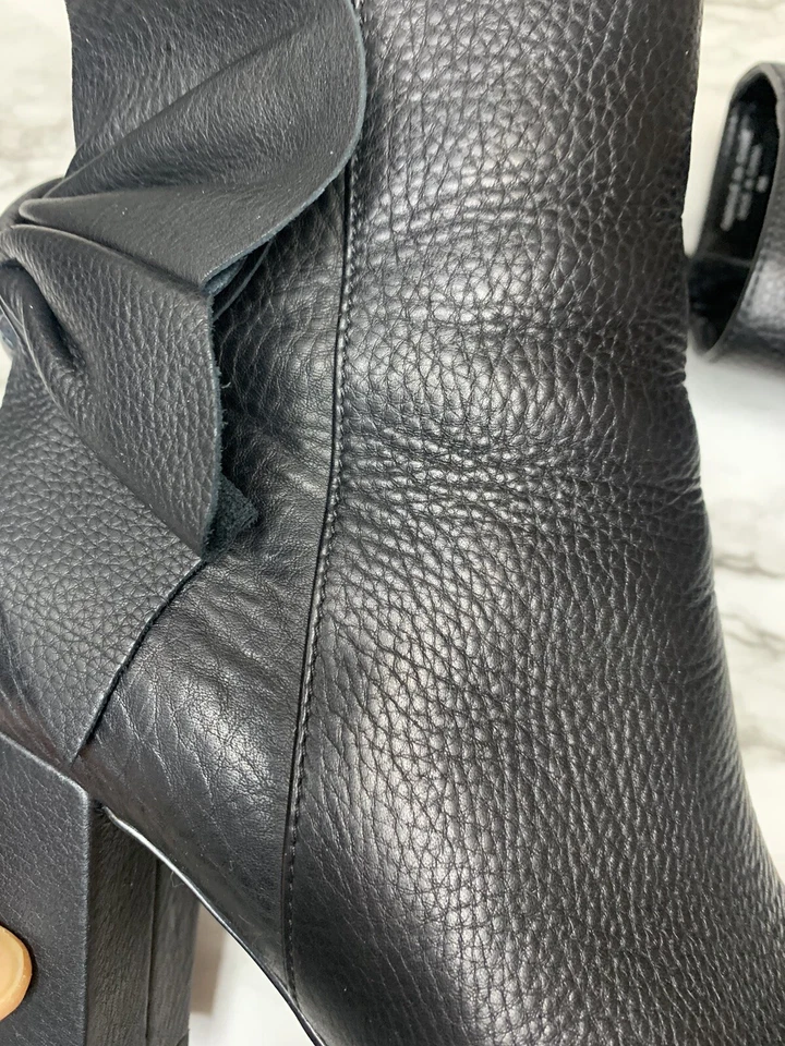 Botas de Cuero AVEC LES FILLES Remi Negras Botines Detalle de Lazo Tacón Bloque Talla 8 Foto 3 de 4