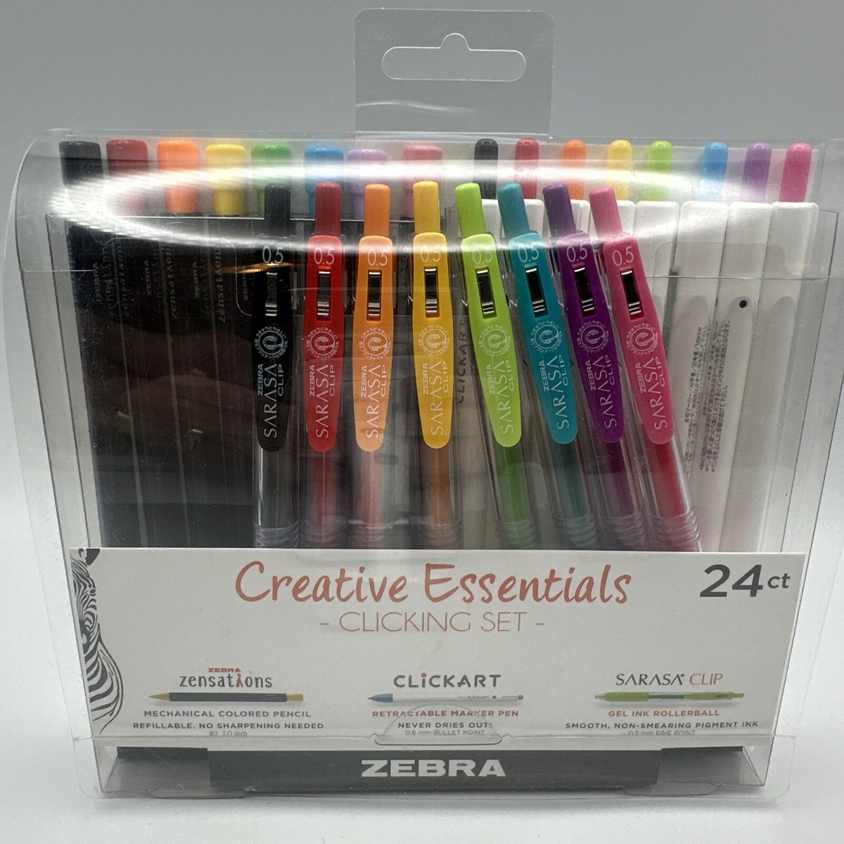 Zebra Creative Essentials Clicking Set 24 ct 8 Mech. Pencils, 8 