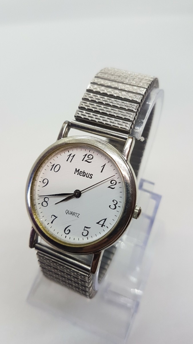 Mebus 34mm Silver White Womens and Mens Watch Quartz Movement