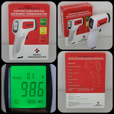 Medic Therapeutics Dual Mode Contactless Digital Infrared Thermometer With Box