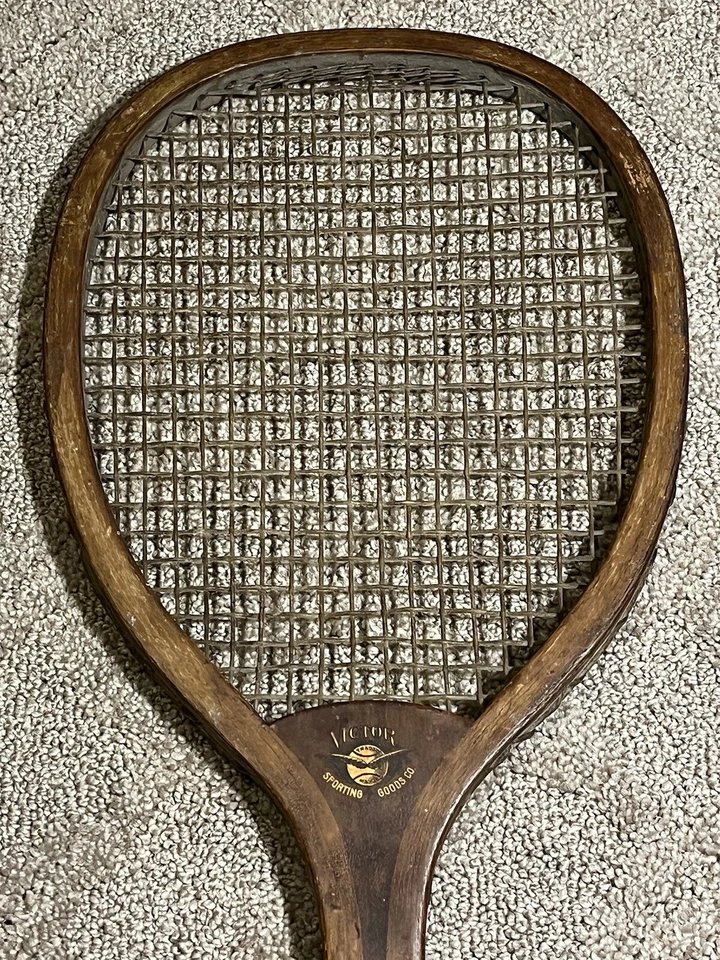 "Raqueta de tenis vintage antigua de 27"" Victor de madera plana para césped #12" Foto 2 de 4