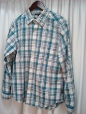 Banana Republic Mens White Blue Plaid Cadual/Work Button Up Shirt Size Medium