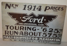 Ford New 1914 Prices- Metal Sign/Wall Art- Made In USA 18x12"