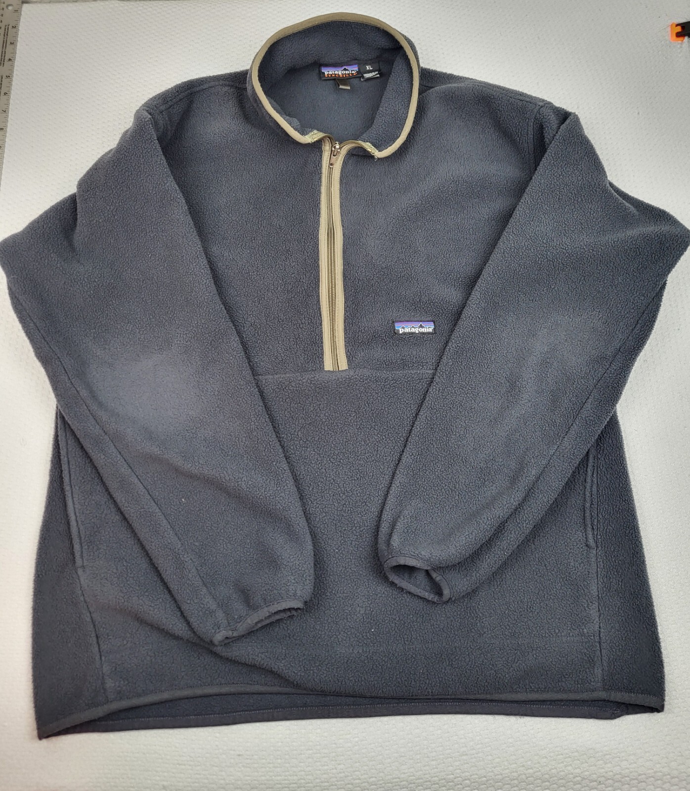 Patagonia Synchilla Mens XL Blue Quarter Zip Fleece Hiking Outdoor Jacket