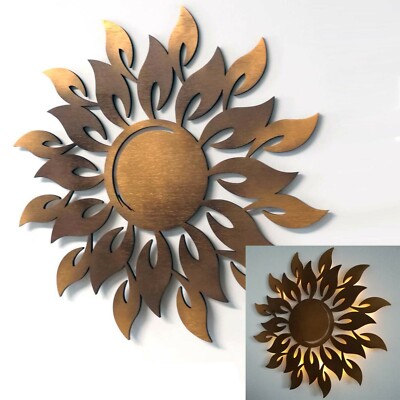 Wanddeko Holz Sonne Strahlen 3D Wandbild Innen Außen Garten Geschenk