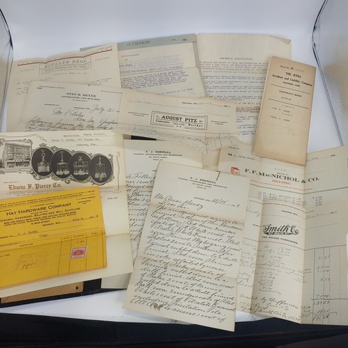 Antique 1913-1915 Ephemera Receipts and Documents Large Lot Oshkosh WI Business