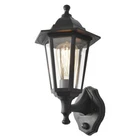 Litecraft Neri Wall Light Outdoor Traditional Lantern With PIR Sensor - Black