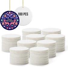 PYD Life 100 PCS Sublimation Ceramic Ornaments Bulk 2.75 Inch Round-100 