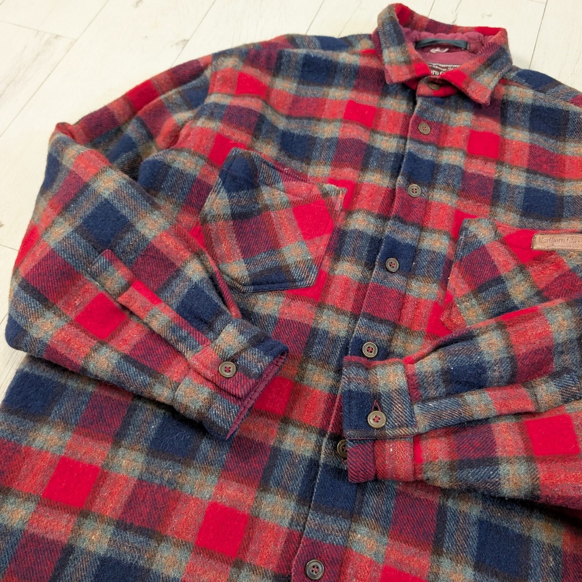 Vintage Marlboro Classics Wool Flannel Check Dad Shirt USA Made