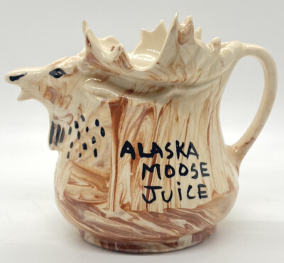 4.5  Alaska Moose Sitka Marbled Juice Creamer Syrup Jug Forever Alaska Clay 3-D