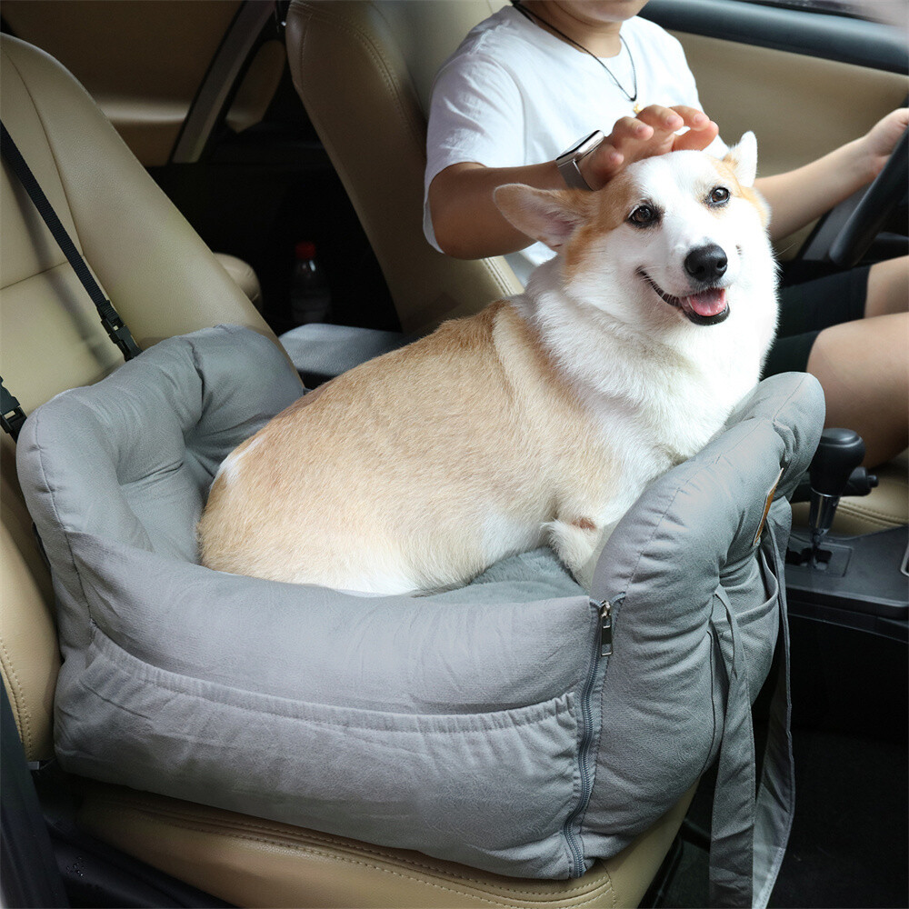 Large Dog Car Seat Booster Elevated Pet Center Console Travel Carrier Bed  Basket