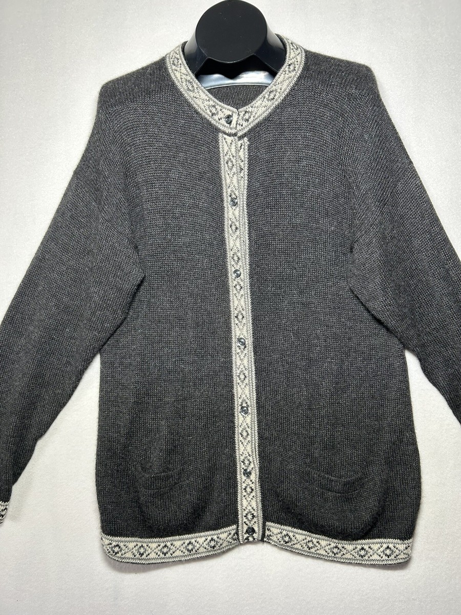 Factoria Perez Baby Alpaca Gray Long Cardigan Knit Sweater Vtg Sz M Estimated View 2