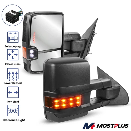 Power Fold Heated Tow Mirrors w/ Turn Signal For 2014-2018 Silverado Sierra 1500
