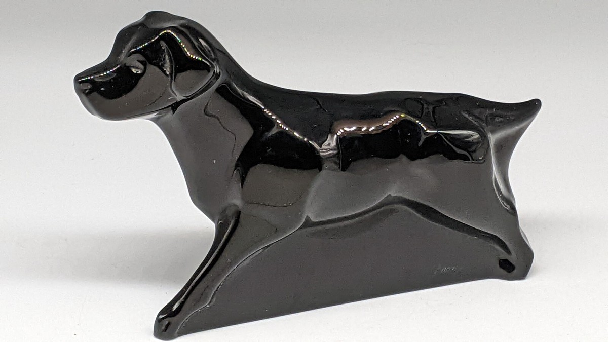 Baccarat Crystal Glass Black Labrador Retriever Dog Figurine