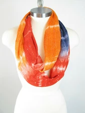 LAUREN Ralph Lauren Women's Tie Dye Sequined Infinity Scarf in Blue/Orange NEW