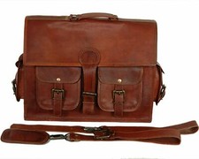 Luxury Real Vintage Leather Messenger Man Business Laptop Briefcase Satchel Bag