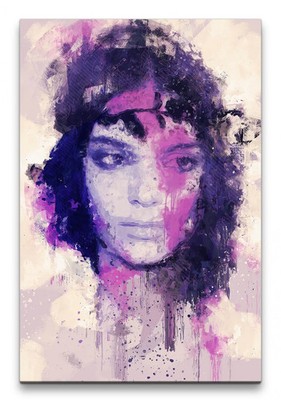 60x90cm Kendall Jenner Porträt Abstrakt Kunst Topmodel Schön Farbenfroh