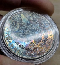 Choice BU Proof-Lke-Reverse 1881 S Morgan Dollar 🌈RAINBOW Reverse Toner