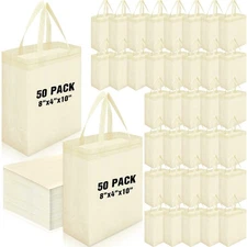 50 Pcs Reusable Tote Bag Bulk 8 x 4 x 10 Inch Non Woven Shopping Bag with Han...
