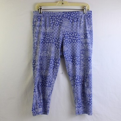 No Boundaries Periwinkle Blue Paisley Capri Leggings Juniors' Large 11-13