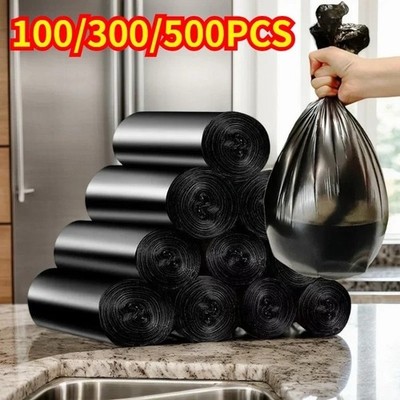 100/300/500 Stück Schwarz Einweg Müllsack Roll Up Kunststoff Müllsack für Haus