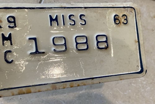 1963 Mississippi MOTORCYCLE License Plate Harley Indian Triumph Yamaha MC 1988
