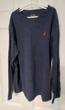 Polo Ralph Lauren Boys Large Long Sleeve Navy Blue Shirt, Excellent