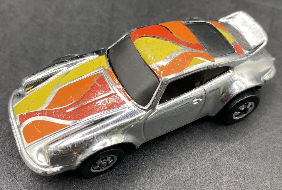 1974 Hot Wheels Porsche P - 911 Chrome Silver With Flames Flying Colors Series - Image 3 of 4