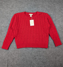 Beaufort Bonnet Company Crawford Crewneck Sweater Kids 10 Cable Knit Red Preppy