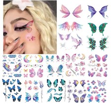 14 Sheets Glitter Butterfly Temporary Tattoos Sticker Small, Type1-Buterrfly