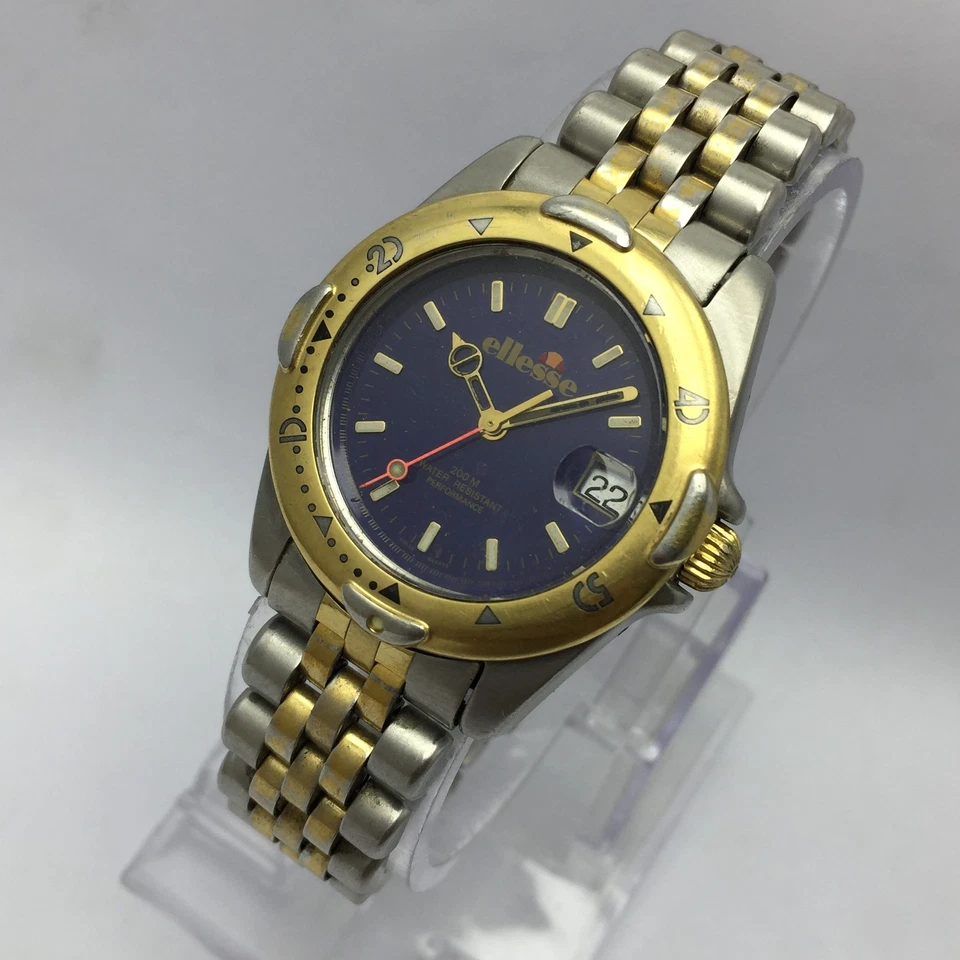 Винтажные дайверские часы Ellesse Performance 03-0013-003 синий циферблат двухцветные - Изображение 2 из 4