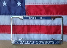 1995 NFL Dallas Cowboys F.C. ENTERPRISES Chrome Blue Metal License Plate Frame