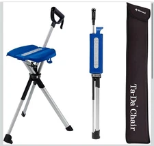 STEP2GOLD Ta-Da Chair Series 2- Portable Walking Stick, Cane with Seat Blue 32.2