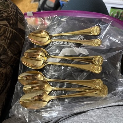 Shell Stainless Korea Gold Electroplate Gold Shell 6-tea Spoons Flatware