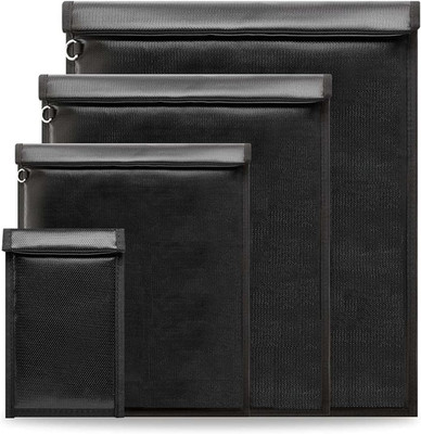 4-Pack Faraday Bags Anti-Tracking RFID Signal Blocker Fireproof Waterproof Black