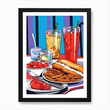 Pop Art Cartoon Food 1 Art Print Framed Wall Art Poster Canvas Print Picture
