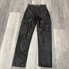 American Eagle NWT Faux Leather Cargo Pants Womens 00 Brown Stretch Streetwear