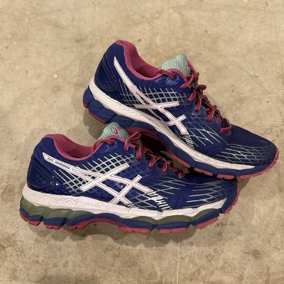 Asics GEL Nimbus 17 Womens 7.5 Running Shoes Blue Pink Athletic Trainer Shoe