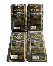 4 woodys activated charcoal detoxifying & moisturizer bar soap 8oz ea