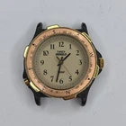 Vtg Timex Indiglo Men's Quartz Watch Compass Bezel 35mm Black / Gold *READ*
