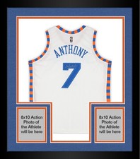 Framed Carmelo Anthony Knicks Signed Mitchell & Ness White 2015 Classics Jersey