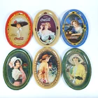 Set of (6) Vintage Coca-Cola Mini Tin Tip Trays Small Oval Metal Coke Ads