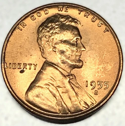1955-S Lincoln Wheat Cent Penny GEM RD BU From an Original Bank Roll - 2300