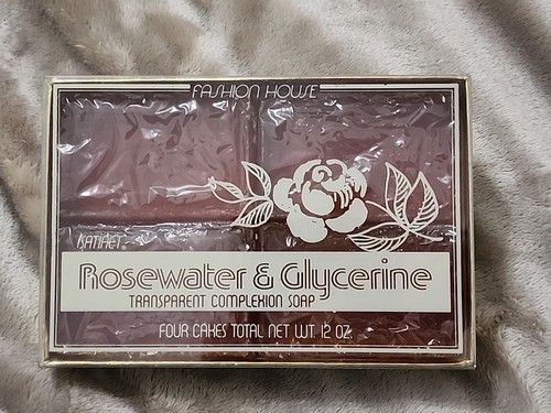 Juego de jabón en barra de agua de rosas y glicerina 4 manos cara cuerpo The Hewitt Co Ohio de colección - Imagen 1 de 5